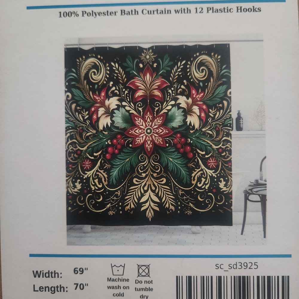 Floral Polyester Bath Curtain with Hooks Or Photo Backdrop
